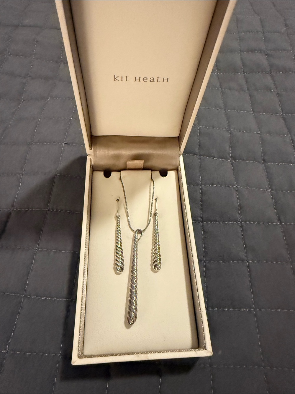Heath Ceramics Silver Twisted Drop Necklace and Earring Set